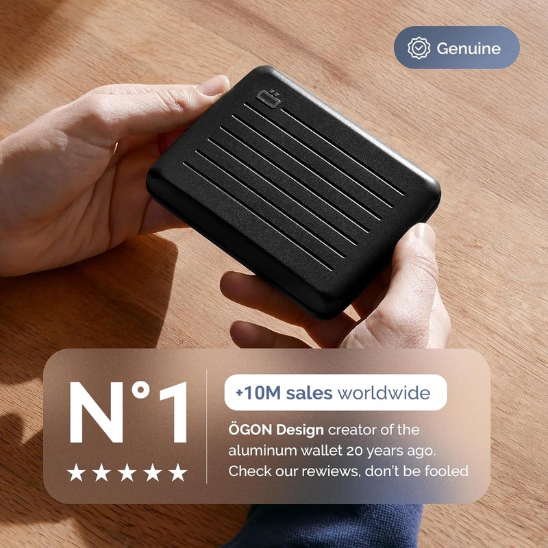 ÖGON -DESIGNS- Aluminum wallet, Large capacity with metal lock, RFID Protection against fraud and demagnetization, Smart Case OSLO Large model - Image 5